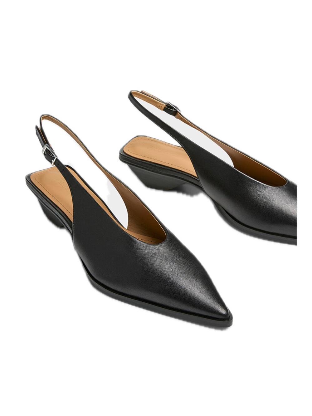 Flattered Black Pointed Slingback Mules